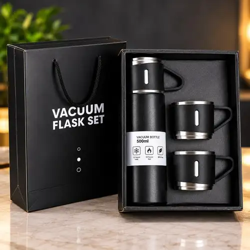 Vacuum Flask Set ( Black Colour )