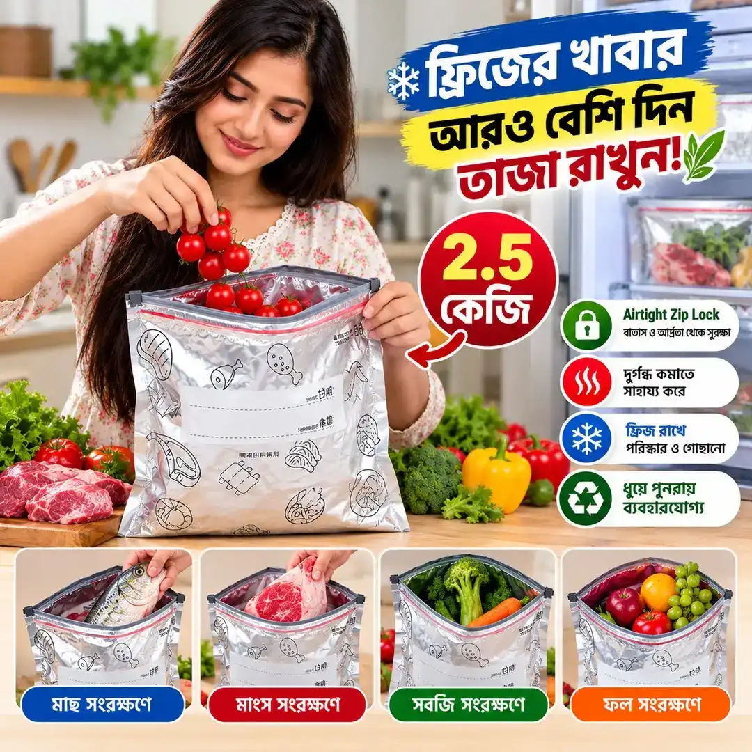 10 পিস (২.৫ কেজি) Aluminum Foil Zip Lock Bag